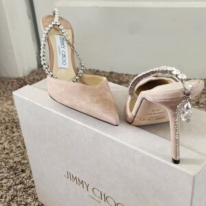 Jimmy Choo Saeda Women's Pink Heels with Crystal Embellishments